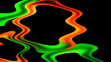 Siyah Arkaplanda Soyut Yeşil ve Turuncu Dalgalar