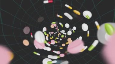 Tıbbi ilaçlar ve kapsüller beyaz bir arka planda. 3d illüstrasyon.