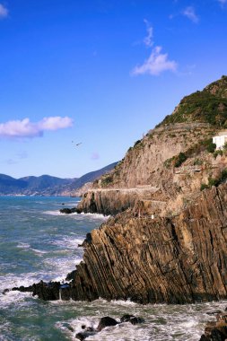 Coastline view from Riomaggiore, Cinque Terre, Liguria, Italy