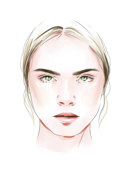 Guía Estilo Carta Maquillaje Varios Tipos Aspecto Facial Esquemas Plantilla — Foto de Stock