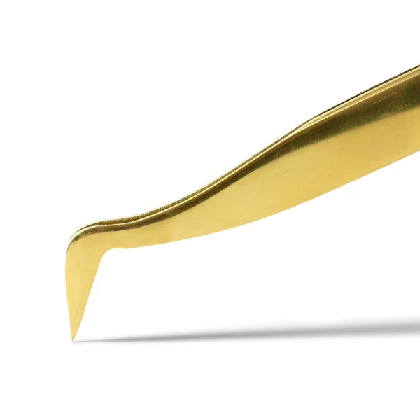 Pinças Curvas Metal Dourado Ferramentas Beleza Para Procedimento Salão Beleza — Fotografia de Stock