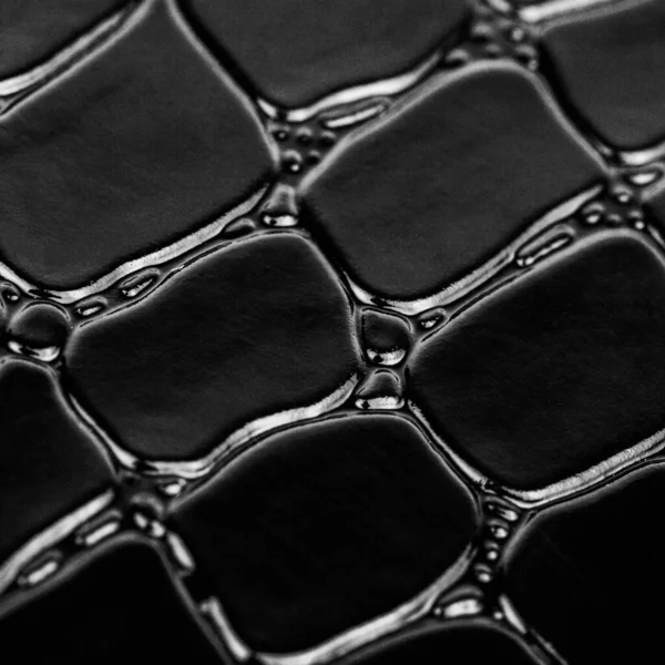 Schwarzes Krokodilleder Abstrakter Hintergrund Aus Öko Naturstoff Material Perfekt Als — Stockfoto