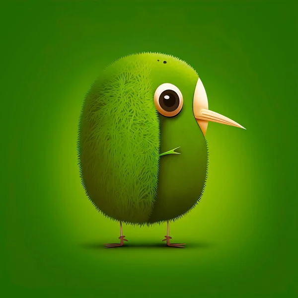 Kiwi bird illustration stilyzed kiwi fruit on a green background
