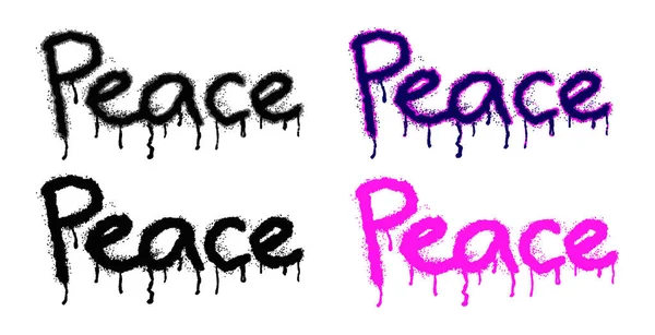 Text Peace Skriven Med Aerosolsprayfärg Svart Och Rosa Varianter Färg — Stock vektor