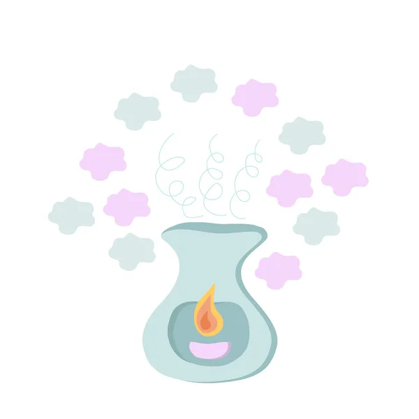 Лампа Аромату Свічкою Горить Всередині Ефірною Олією Смачним Ароматом Запахом — стоковий вектор