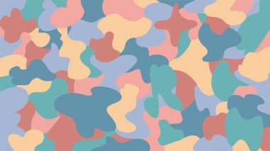 Soyut çok renkli noktalar. Renkli lekeler, desenler, çeşitli şekillerde düz lekeler. Çizgi film tarzında arka plan, memphis. Dekor, kumaş çerçevesi, kartlar, kurdeleler, tekstil, kumaş, ambalaj.