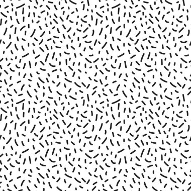 Kusursuz desenli monokrom soyut. Vektör. Beyaz arka planda siyah çizgiler ve sopalar. Geometrik desen. Paket kağıdı için arkaplan, doku, baskı, kumaş, ambalaj, tekstil