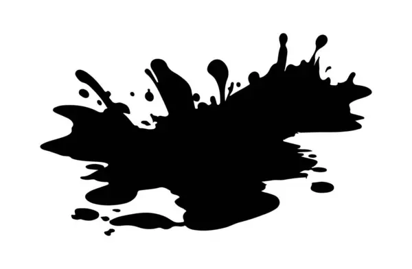 Black Silhouette Puddle Water Mud Splashes Drops Vector Isolated White — Stock Vector