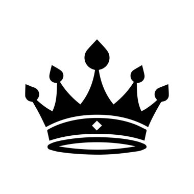 Crown Simgesi. Kraliyet tacının basit, siyah bir silueti. Beyaz arkaplanda vektör çizimi izole edildi. Logolar, amblemler, amblemler için ideal. Markalaşmada, web tasarımında kullanılabilir.