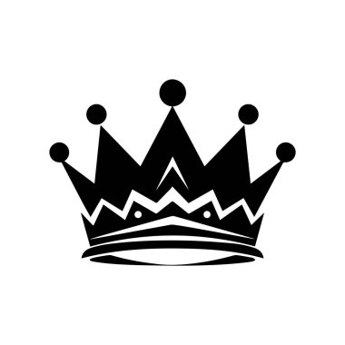 Crown Simgesi. Kraliyet tacının basit, siyah bir silueti. Beyaz arkaplanda vektör çizimi izole edildi. Logolar, amblemler, amblemler için ideal. Markalaşmada, web tasarımında kullanılabilir.
