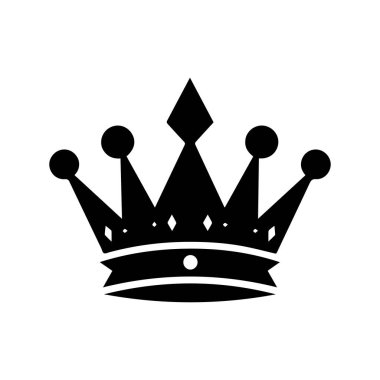 Crown Simgesi. Kraliyet tacının basit, siyah bir silueti. Beyaz arkaplanda vektör çizimi izole edildi. Logolar, amblemler, amblemler için ideal. Markalaşmada, web tasarımında kullanılabilir.