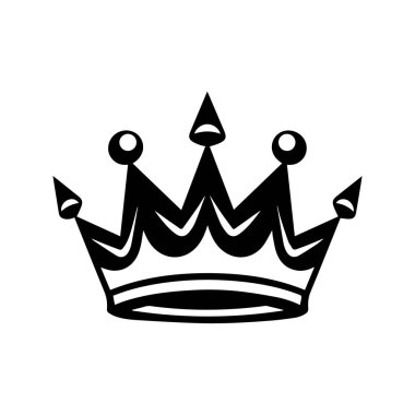 Crown Simgesi. Kraliyet tacının basit, siyah bir silueti. Beyaz arkaplanda vektör çizimi izole edildi. Logolar, amblemler, amblemler için ideal. Markalaşmada, web tasarımında kullanılabilir.