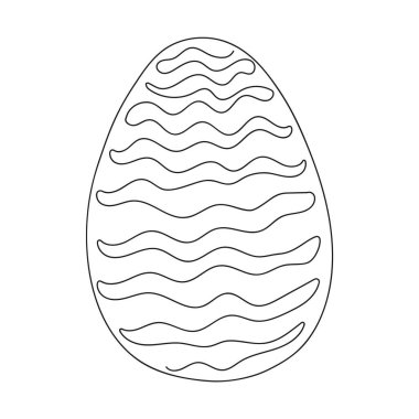 Kalıplı Paskalya yumurtası. Sürekli bir çizgi çiziyor. Beyaz arkaplanda vektör illüstrasyonu. Tasarım elemanı. Simge, logo, baskı, Paskalya süslemesi, boyama kitabı, tebrik kartı için ideal. Minimalist