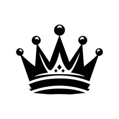 Crown Simgesi. Kraliyet tacının basit, siyah bir silueti. Beyaz arkaplanda vektör çizimi izole edildi. Logolar, amblemler, amblemler için ideal. Markalaşmada, web tasarımında kullanılabilir.