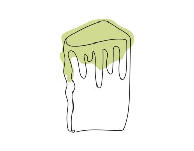 Renkli kremalı Paskalya Kulich pastası çizimleri. Bir dilim kek. Vektör beyaz üzerine izole edilmiş bir arkaplan tasarımı ögesi. Baskı, selamlama, kartpostal, hatıra defteri.