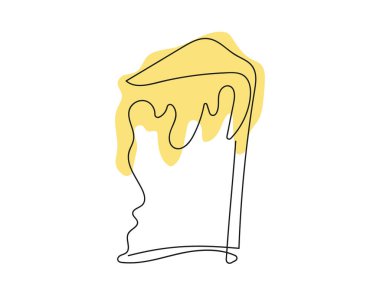 Renkli kremalı Paskalya Kulich pastası çizimleri. Bir dilim kek. Beyaz arka planda bir vektör izole edildi. Tasarım elemanı. Baskı, selamlama, kartpostal, hatıra defteri.