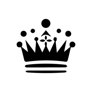 Crown Simgesi. Kraliyet tacının basit, siyah bir silueti. Beyaz arkaplanda vektör çizimi izole edildi. Logolar, amblemler, amblemler, işaretler için ideal. Markalaşmada, web tasarımında kullanılabilir.