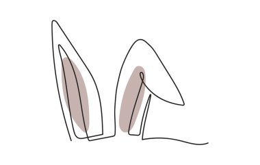 Tavşan kulağı çizmeye devam et. Komik Paskalya tavşanı kulakları çizgisi. Beyaz arka planda izole edilmiş. Minimalist tarzda. Yazdırma, selamlama, kartpostal, hatıra defteri için tasarım ögesi.