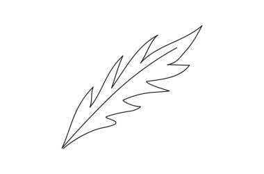 Devamlı bir yaprak çizimi. Çizgi çalışması. Karahindiba yaprağı. Doğa kavramı, ekoloji, organik şekiller. Beyaz zemin. Yazdırma, kartpostal, hatıra defteri, boyama kitabı için tasarım ögesi.