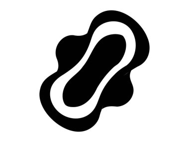 Kanatlı siyah beyaz hijyenik ped. Hijyenik peçetenin vektör çizimi. Beyaz arka planda izole edilmiş kadın adet pedi regl tedavisi, kadın hijyen koruması. Tasarım