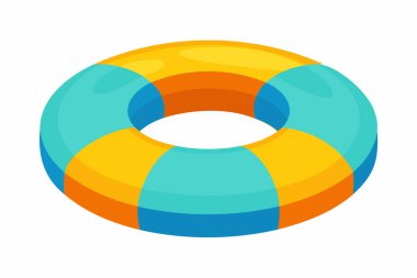 Parlak renkli şişirilebilir yüzme halkası. Yaz yüzüşü için renkli yüzer. Yaz tatili, havuz eğlencesi, tatil ve su güvenliği kavramı. Grafik sanatı. Beyaz arka planda izole edilmiş. Yazdır, tasarım ögesi