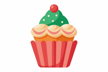 Beyaz yüzeyde izole edilmiş renkli bir Noel keki. Grafik çizimi. Noel pastası kavramı, şenlikli tatlılar, yeni yıl pastası. Yazdır, tasarım ögesi