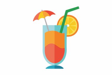 Beyaz arka planda izole edilmiş taze tropikal kokteyl Vibrant meyve suyu. Yaz içkileri, egzotik içecekler, boş zaman. Tasarım elemanı. Yazdır. Basit Grafiksel çizimler