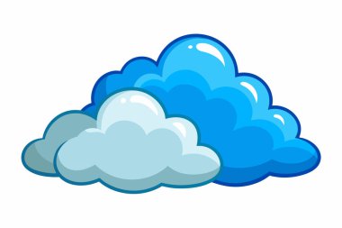 Mavi bulutlar çizimi. Hava durumu, gökyüzü, doğa, soyut kavram beyaz arkaplanda izole edilmiş