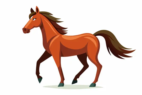 Siyah yeleli, yürüyen at, at, evcil hayvan, zarafet konsepti, illüstrasyon tasarımı. Beyaz arkaplanda izole.