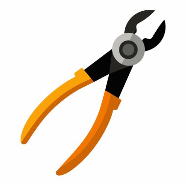 Beyaz arka planda izole edilmiş turuncu ve siyah kerpeten çizimi. El aletleri, inşaat ve onarım konsepti. baskı, simge, logo, mühendislik ve diy projeleri için tasarım ögesi.