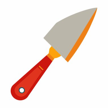 Beyaz arka planda izole edilmiş macun bıçağı. İnşaat için el aleti, duvar kağıdı kazıma ve çatlakları doldurmak için. Ev geliştirme kavramı, minimalist tasarım, pratik araç.