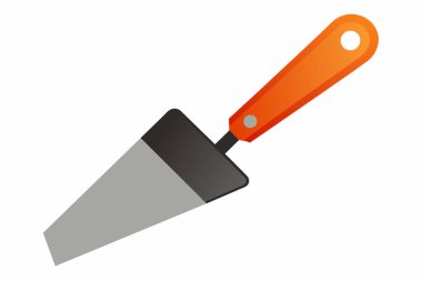 Beyaz arka planda izole edilmiş macun bıçağı. İnşaat için el aleti, duvar kağıdı kazıma ve çatlakları doldurmak için. Ev geliştirme kavramı, minimalist tasarım, pratik araç.