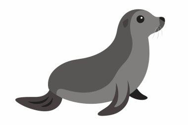 Beyaz arka planda izole edilmiş şirin bir fokun karikatür çizimi. Deniz hayvanı konsepti, neşeli deniz yaratığı, dijital sanat, baskı ve grafik elementler için eğlenceli tasarım.