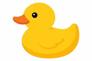 Sarı plastik ördek beyaz arka planda izole edilmiş. Banyo oyuncağı ördek. Çocukluk kavramı, banyo zamanı, eğlenceli tasarım. Yazdır, simge, tasarım ögesi