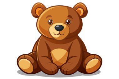 Kahverengi oyuncak ayı beyaz arka planda izole edilmiş. Tatlı çizgi film bebek pelüş ayısı. Çocuk oyuncakları, çocukluk, eğlence, oyun, oyun zamanı. Yazdırma, simge, tasarım elemanı. Grafik sanatı