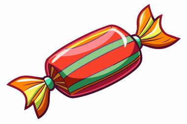 Beyaz arka planda izole edilmiş renkli paketlenmiş şeker. Bonbon dizaynı. Tatlılar, şekerlemeler ve eğlenceli ikramlar. Yazdır, tasarım ögesi