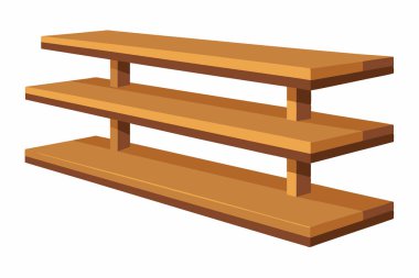 Kahverengi ahşap yüzen raflar beyaz arka planda izole edilmiş. Basit tasarımı olan minimalist raf ünitesi. Ev dekorasyonu, organizasyon, depolama, mobilya, iç tasarım kavramı