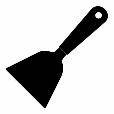 Beyaz arka planda izole edilmiş siyah bir bıçak silueti. İnşaat aleti illüstrasyonu kavramı. Minimalist tarzda. Tasarım için yazdır, simge, logo, şablon, grafik ögesi.
