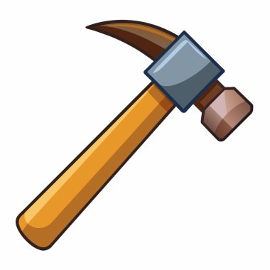 Beyaz arka planda izole edilmiş çekiç çizimi. İnşaat aletleri tasarımı, ev dekorasyonu, marangozluk, tamircilik. Yazdır, simge, logo, tasarım elementi, dijital sanat.