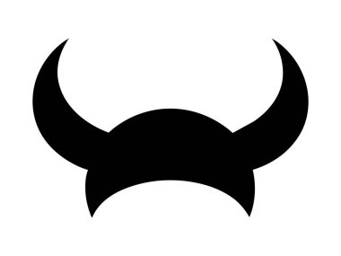 Beyaz arka planda izole edilmiş bir Viking kaskının siyah silueti. İskandinav mitolojisi kavramı, ortaçağ tarihi, savaşçı ikonu, minimalist tarzı.