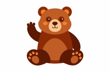 Kahverengi oyuncak ayı beyaz arka planda izole edilmiş. Tatlı çizgi film bebek pelüş ayısı. Çocuk oyuncakları, çocukluk, eğlence, oyun, oyun zamanı. Yazdır, simge, tasarım ögesi