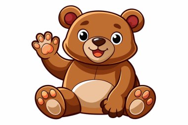 Kahverengi oyuncak ayı beyaz arka planda izole edilmiş. Tatlı çizgi film bebek pelüş ayısı. Çocuk oyuncakları, çocukluk, eğlence, oyun, oyun zamanı. Yazdırma, simge, tasarım elemanı. Grafik sanatı