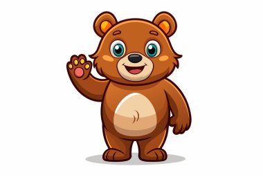 Kahverengi oyuncak ayı beyaz arka planda izole edilmiş. Tatlı çizgi film bebek pelüş ayısı. Çocuk oyuncakları, çocukluk, eğlence, oyun, oyun zamanı. Yazdırma, simge, tasarım elemanı. Grafik sanatı