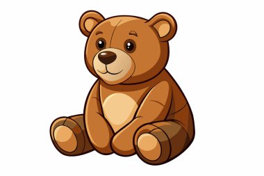 Kahverengi oyuncak ayı beyaz arka planda izole edilmiş. Tatlı çizgi film bebek pelüş ayısı. Çocuk oyuncakları, çocukluk, eğlence, oyun, oyun zamanı. Yazdırma, simge, tasarım elemanı. Grafik sanatı