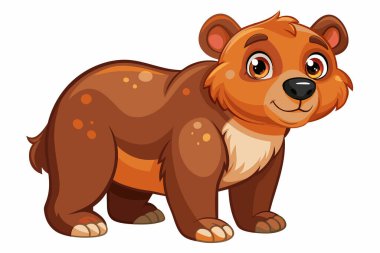 Kahverengi oyuncak ayı beyaz arka planda izole edilmiş. Tatlı çizgi film bebek pelüş ayısı. Çocuk oyuncakları, çocukluk, eğlence, oyun, oyun zamanı. Yazdırma, simge, tasarım elemanı. Grafik sanatı