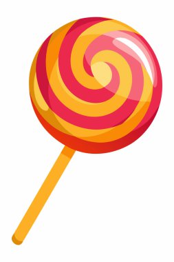 Beyaz arka planda izole edilmiş girdap desenli renkli bir lolipop. Minimalist tarzda tatlı şekerler. Şekerleme konsepti, tatlı. Yazdır, tasarım ögesi