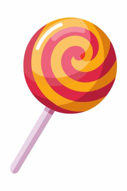 Beyaz arka planda izole edilmiş girdap desenli renkli bir lolipop. Minimalist tarzda tatlı şekerler. Şekerleme konsepti, tatlı. Yazdır, tasarım ögesi