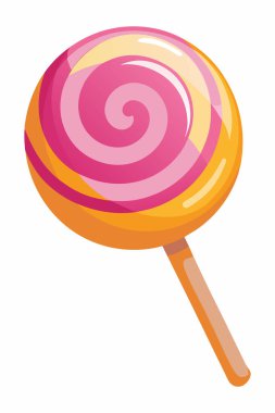 Beyaz arka planda izole edilmiş girdap desenli renkli bir lolipop. Minimalist tarzda tatlı şekerler. Şekerleme konsepti, tatlı. Yazdır, tasarım ögesi