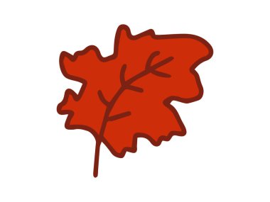 Kırmızı yaprak beyaz arkaplanda izole edilmiş. Sonbahar yaprakları, doğa, botanik illüstrasyon, minimalist tasarım, mevsimlik sanat, sonbahar sembolü. Tasarım ögesi, simge, yazdırma, sembol