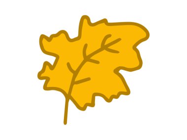 Sarı yaprak beyaz arkaplanda izole edilmiş. Sonbahar yaprakları, doğa, botanik illüstrasyon, minimalist tasarım, mevsimlik sanat, sonbahar sembolü, yeşillik. Tasarım ögesi, simge, yazdırma